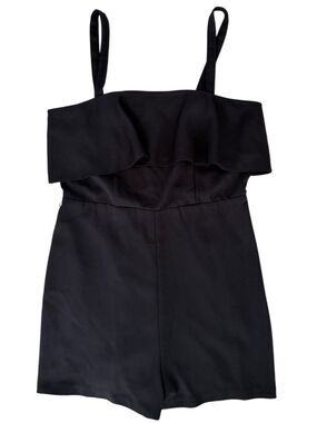 Express Black Ruffle Spaghetti Strap Romper Playsuit Women Size M -Pre Owned-